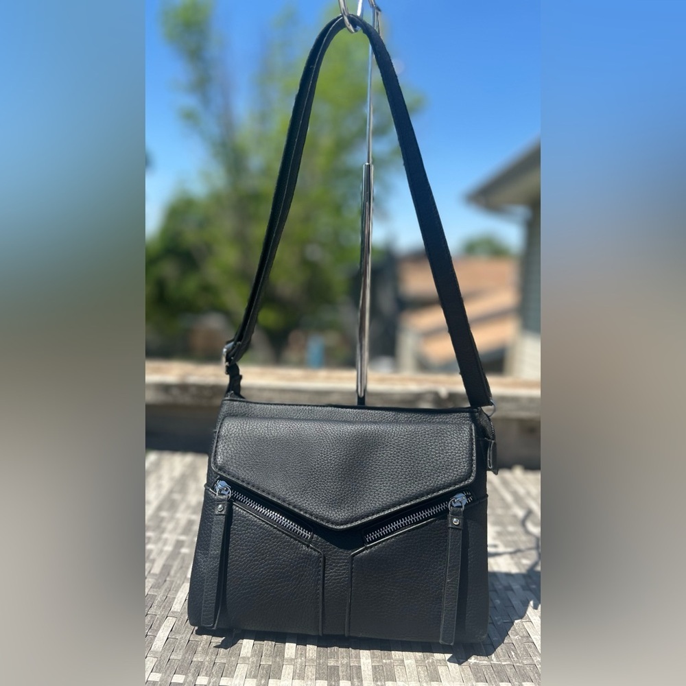 Mia K Black Vegan Leather Lynne Crossbody Bag by MFK Collection LIKE NEW!​